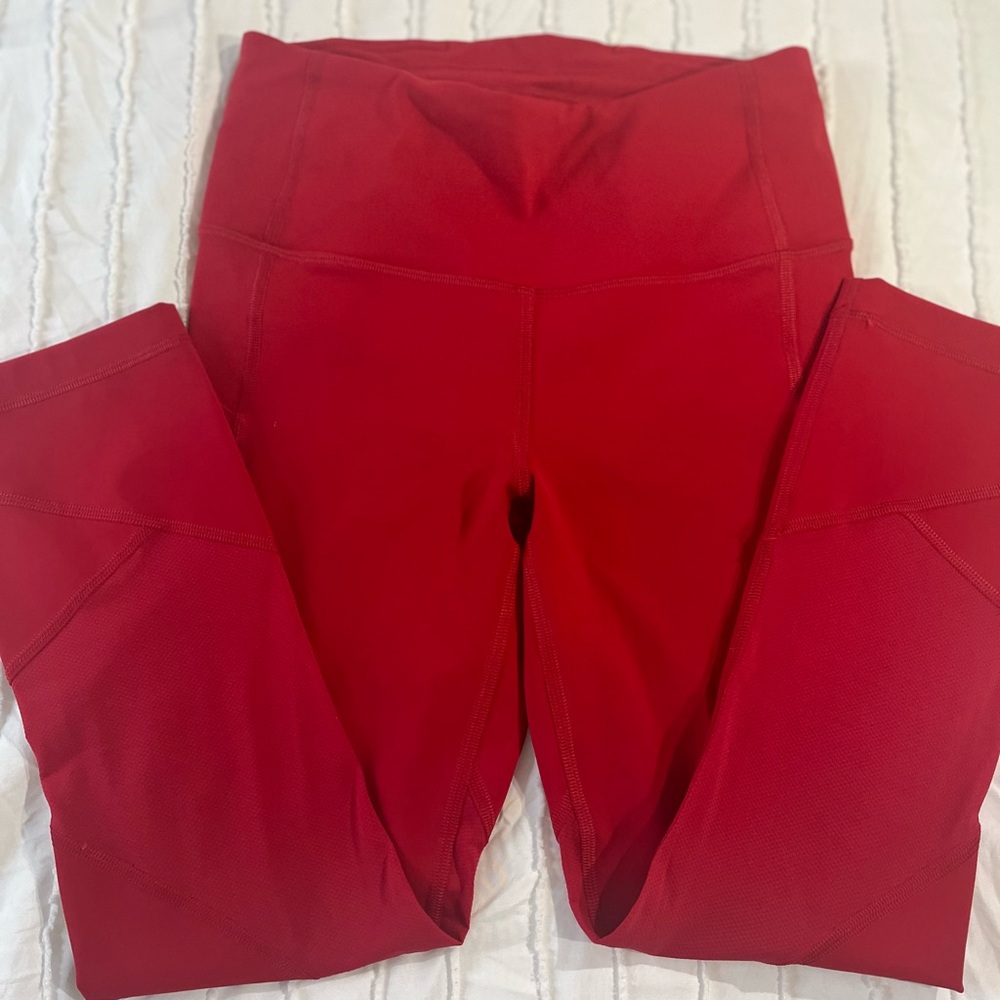 Lululemon Red High-Waisted Capri Leggings